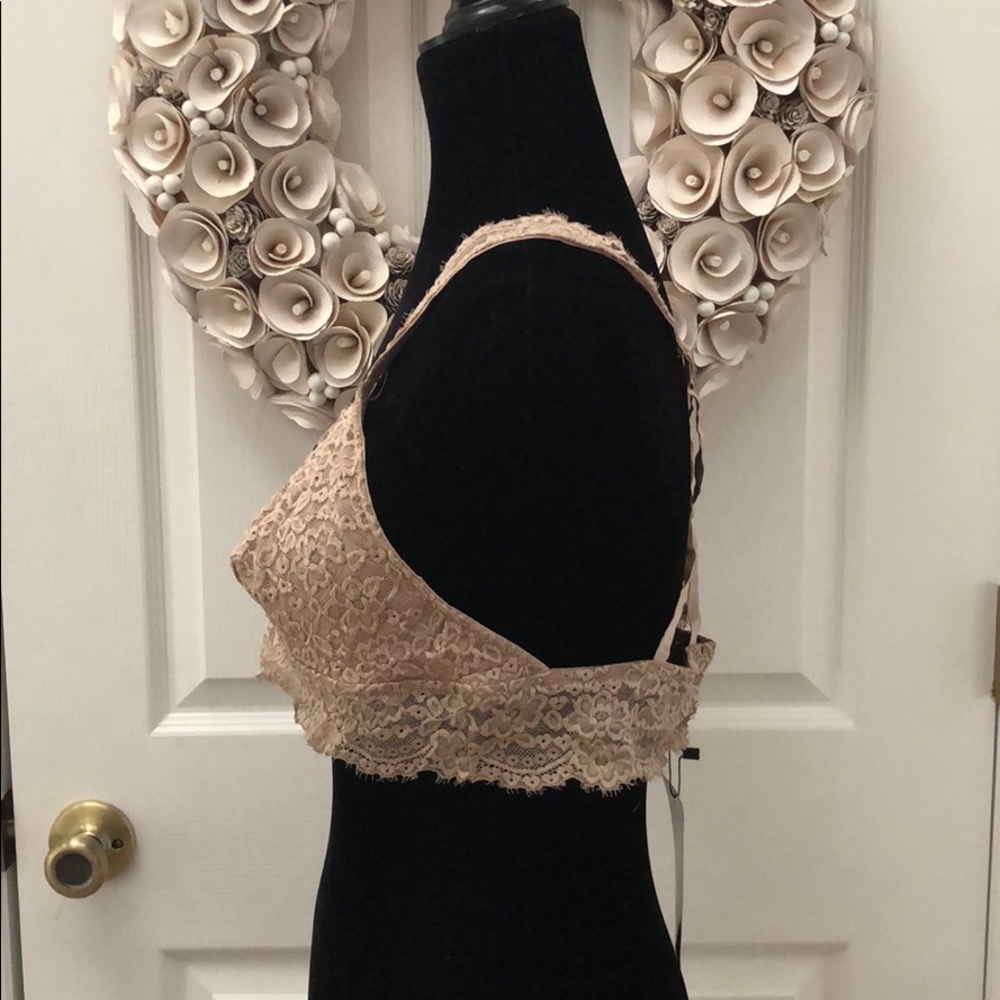 L&B Flower lace bralette strappy back Mocha - Picture 3 of 7